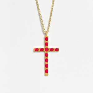 Cross Pendant (Pink) - Gold